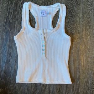 White ribbed halter tank top